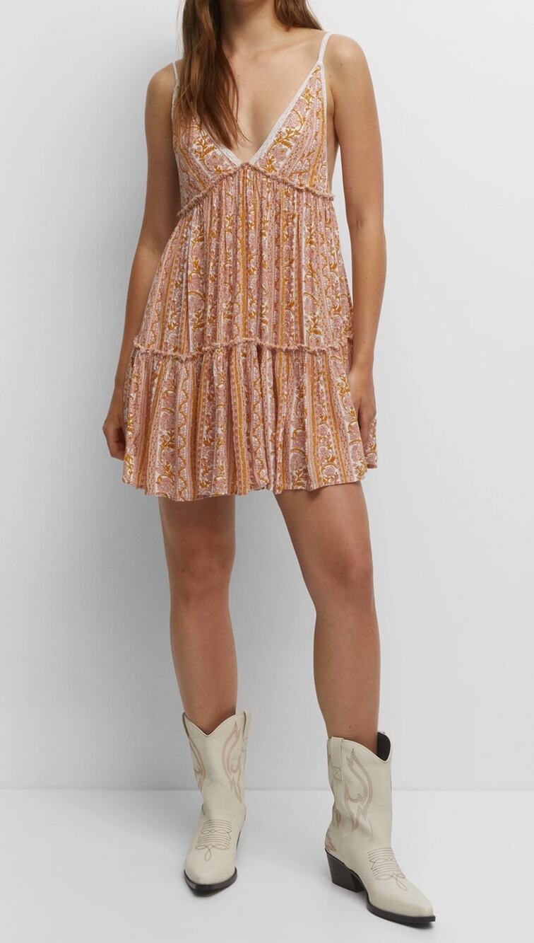 Pull & Bear Tiered Babvdoll Dress Womens Size Small